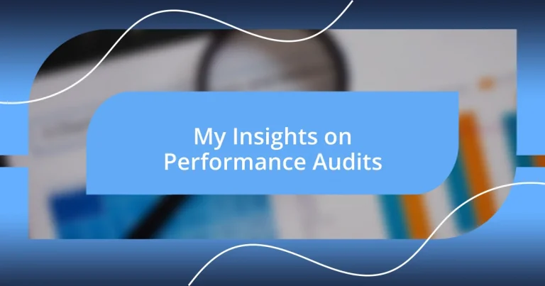 My Insights on Performance Audits